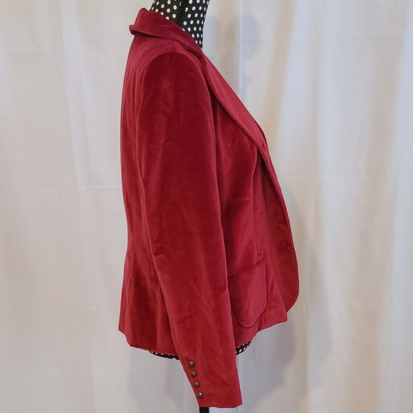 Talbot Petites Burgundy Velvet Looking Jacket - Picture 5 of 12